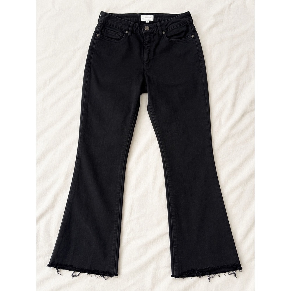 Ann Mashburn Black Raw Hem Kick Flare Jeans Women's 27 Made USA